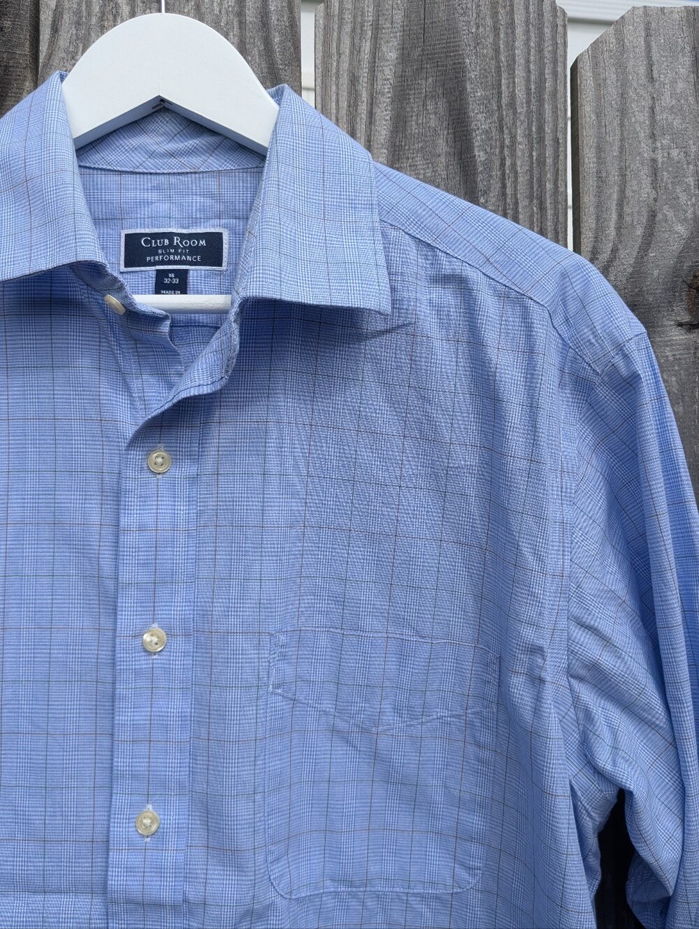 Charter Club Performance LS Size 16 32-33 Men's Cotton Shirt